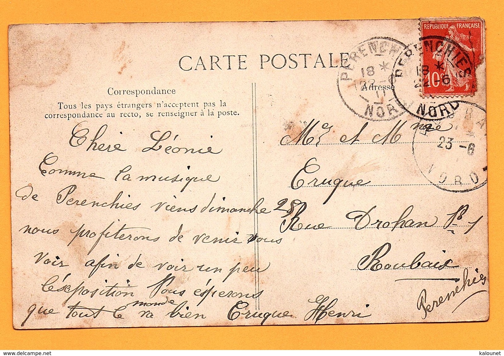 Carte Postale En Noir & Blanc " Sortie Des Ouvriers De L'Usine AGACHE " à PERENCHIES - Autres & Non Classés