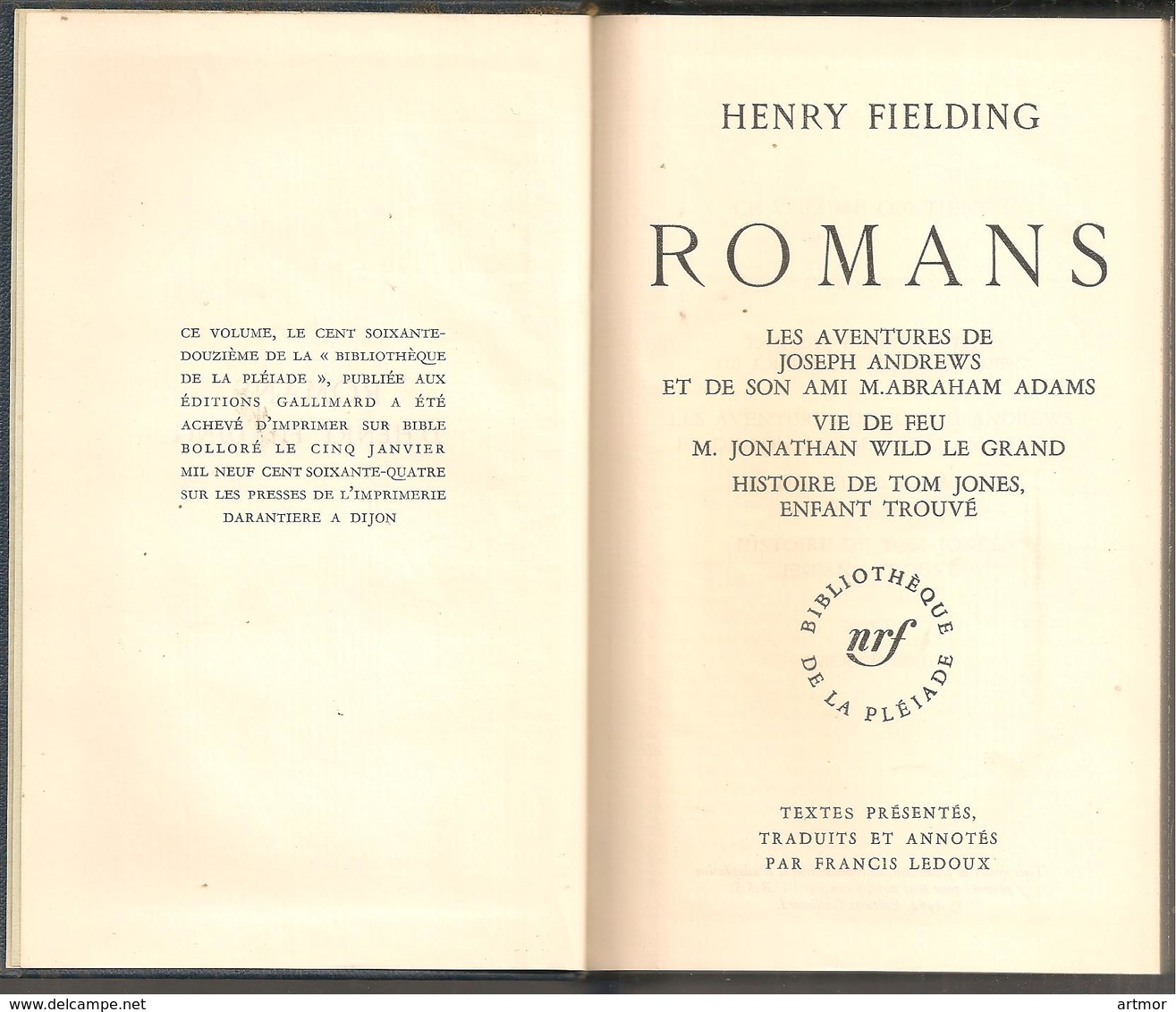 FIELDING - ROMANS - TOM JONES  -1964 - La Pleiade