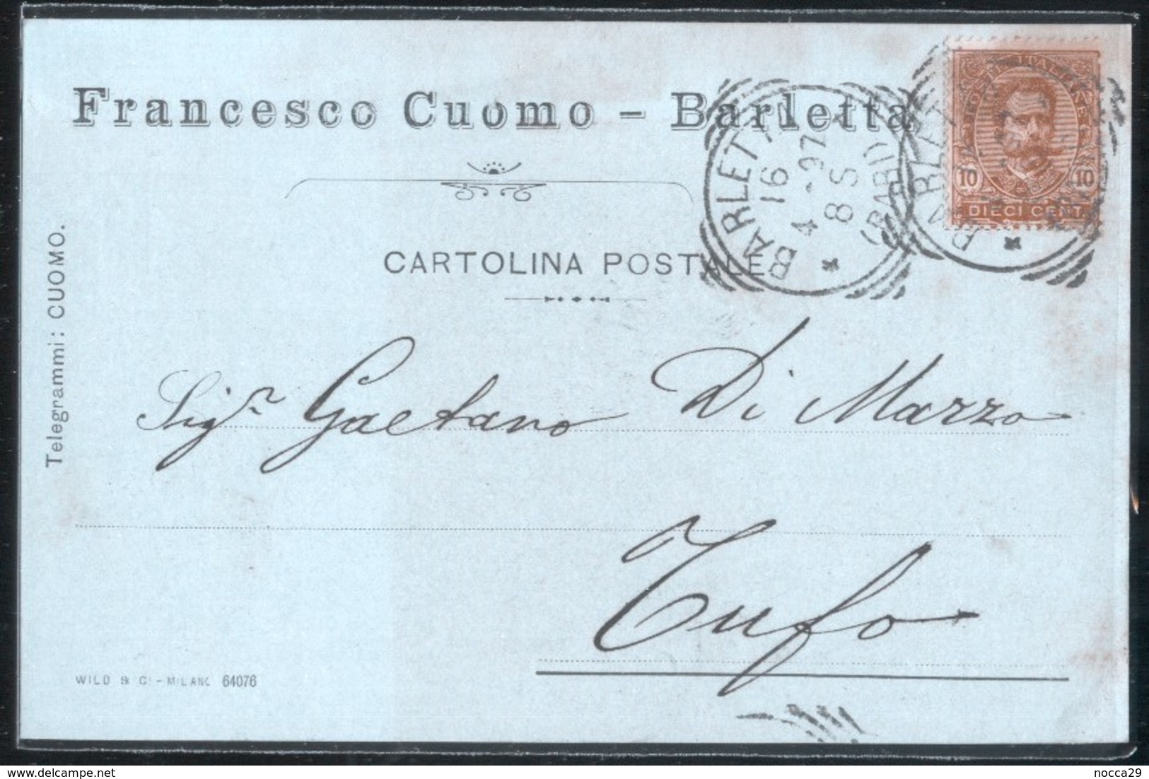 BARLETTA - 1897 - CARTOLINA COMMERCIALE - FRANCESCO CUOMO - Geschäfte