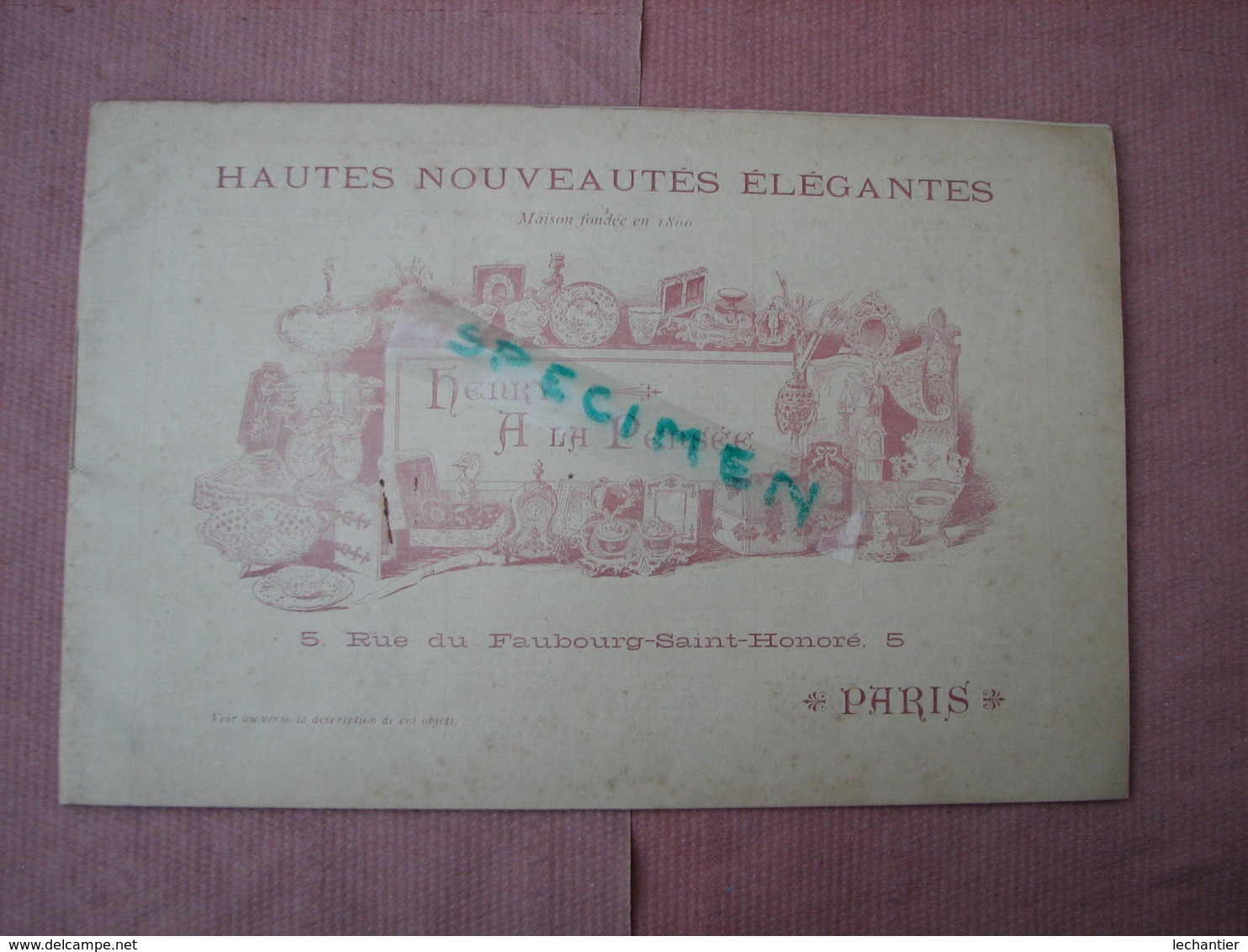 Henry à La Pensée Catalogue Bijoux ,porcelaine De Saxe, Mode Et Parures, Maroquinerie TBE - Textile & Vestimentaire