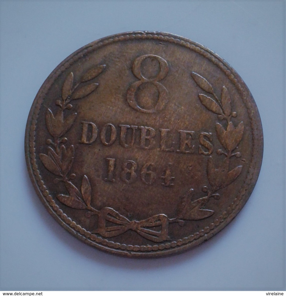 Monnaie, Guernsey, 8 Doubles, 1864, Heaton, Birmingham   (B04 - 11) - Guernsey