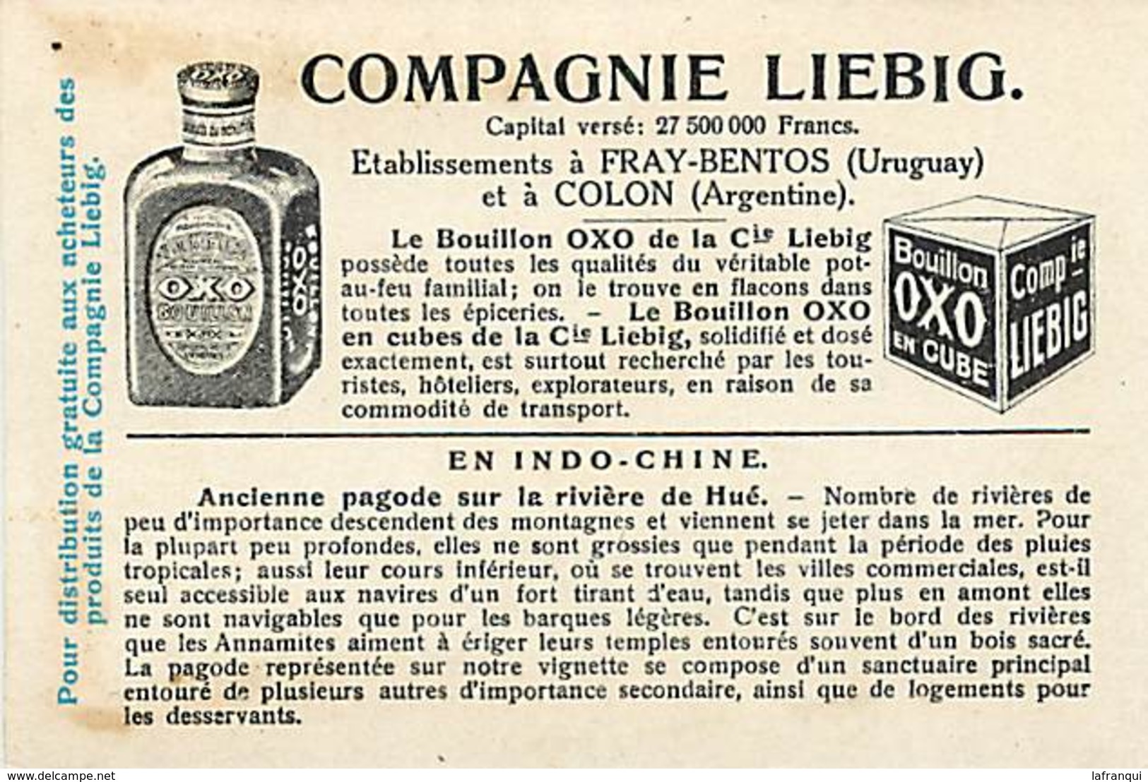 CH280 - Chromo Liebig - Indochine - Viet Nam - Vietnam - Ancienne Pagode Sur La Riviere De Hué - Chromo Bon Etat - - Liebig