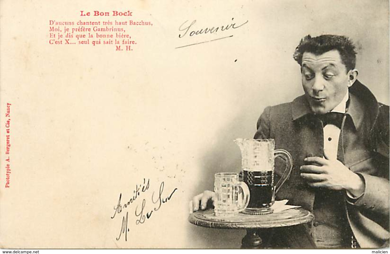 -ref-B139- Illustrateurs - Illustrateurs Bergeret - Le Bon Bock - Biere - Alcool - Carte Bon Etat - - Bergeret