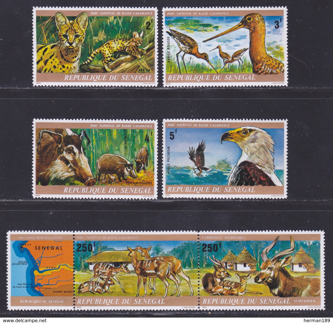 SENEGAL N°  424 à 429 ** MNH Neufs Sans Charnière, TB (D8152) Animaux, Parc National Du Basse Casamance -1976 - Sénégal (1960-...)