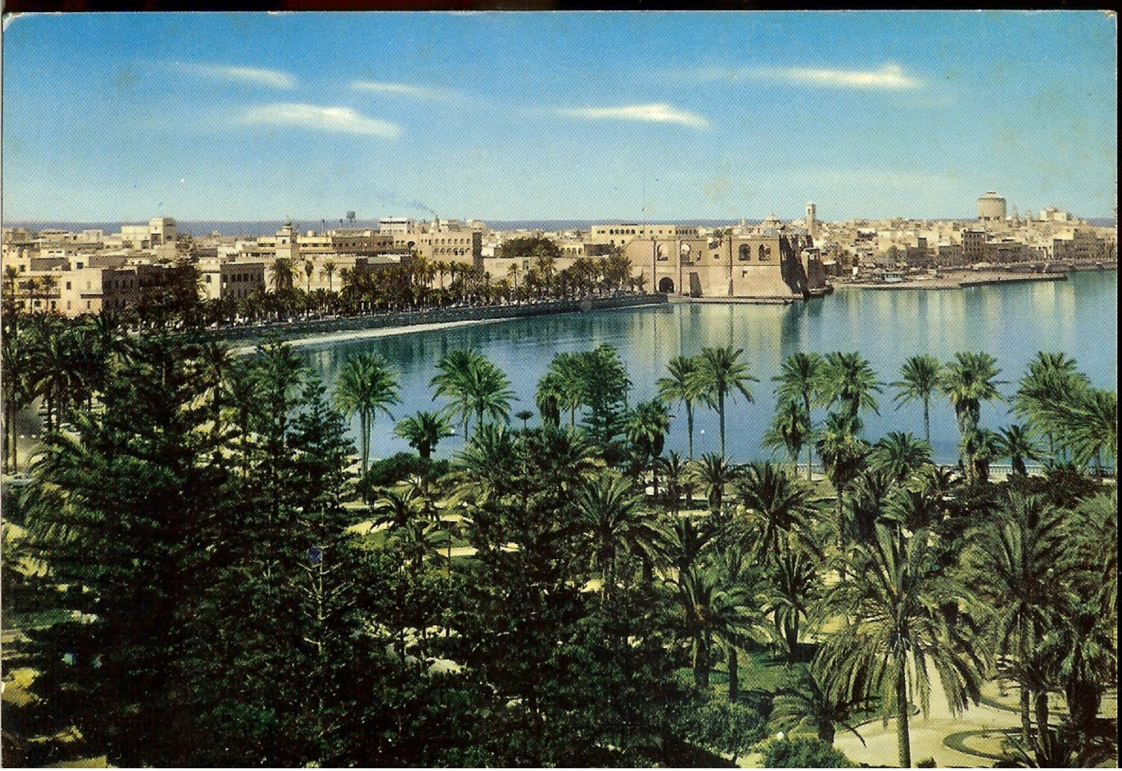 Postcard, Libya, Tripoli, Sea Front Garden And View, Written, Not Circulated - Libia