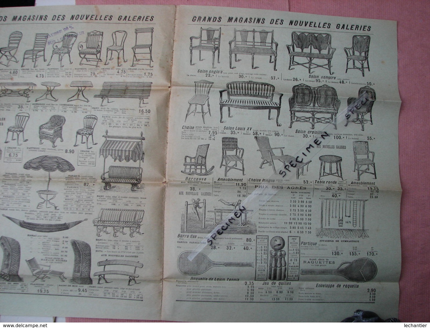 Nouvelles Galeries à La Fourche Articles De Sports Ext. Anciens Jeux, Vélos En Bois Etc.... ( Vers 1900) - Sports & Tourisme