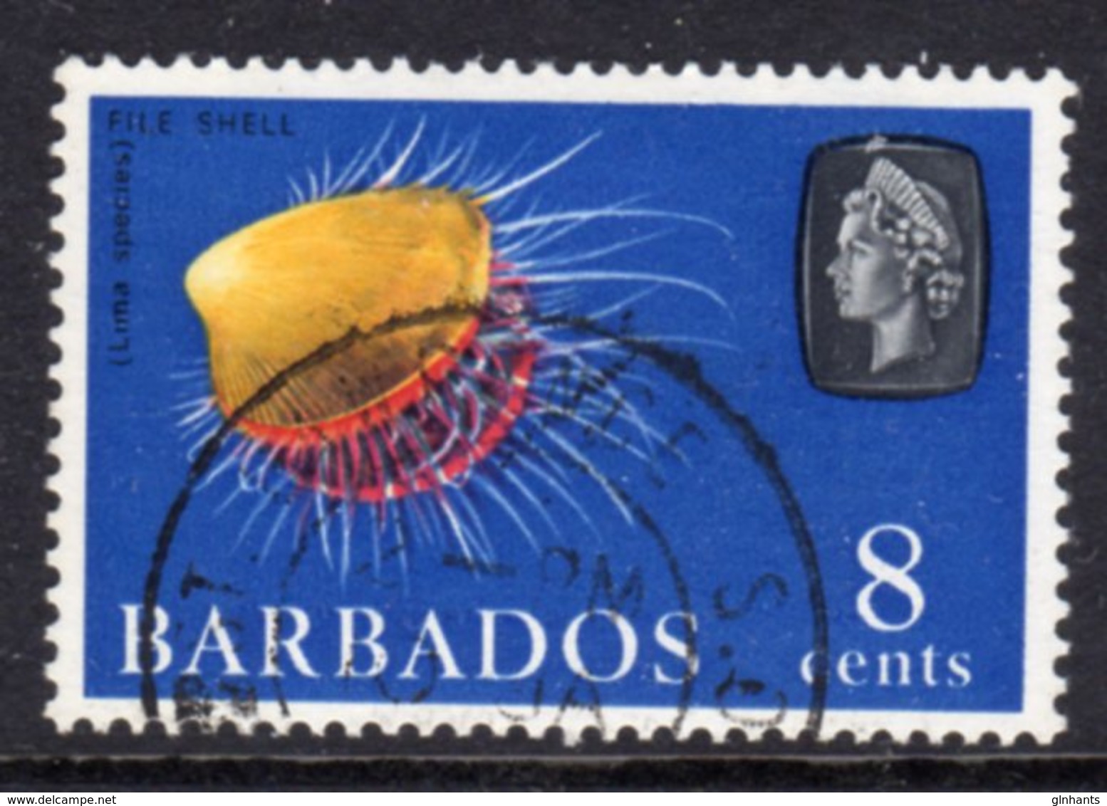 BARBADOS - 1965 8c DEFINITIVE STAMP WMK W12 UPRIGHT REF A USED SG 328 - Barbados (...-1966)