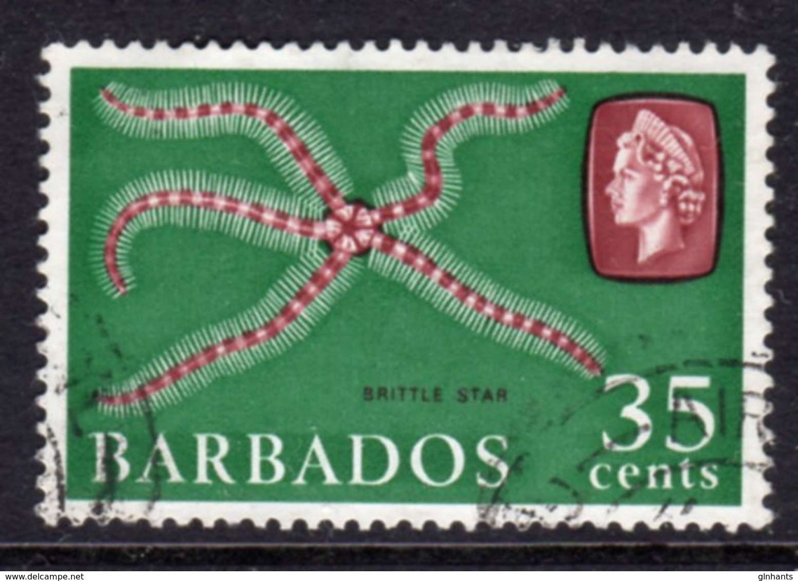 BARBADOS - 1965 35c DEFINITIVE STAMP WMK W12 UPRIGHT REF D USED SG 332 - Barbados (...-1966)