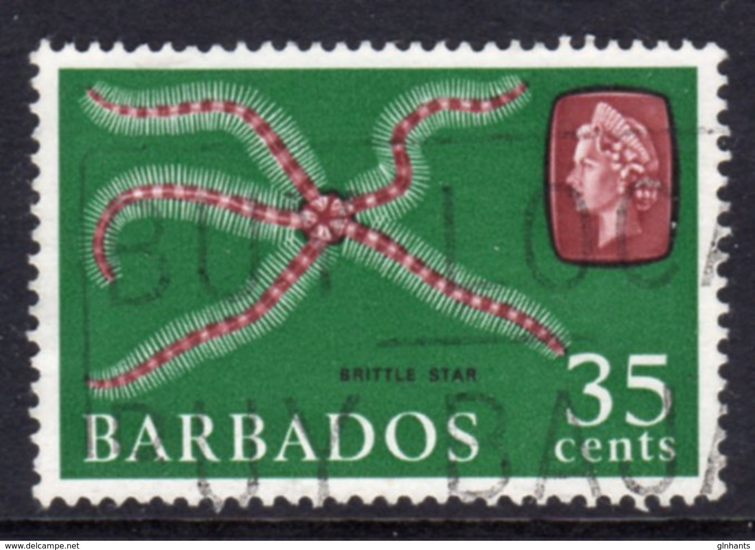 BARBADOS - 1965 35c DEFINITIVE STAMP WMK W12 UPRIGHT REF E USED SG 332 - Barbados (...-1966)