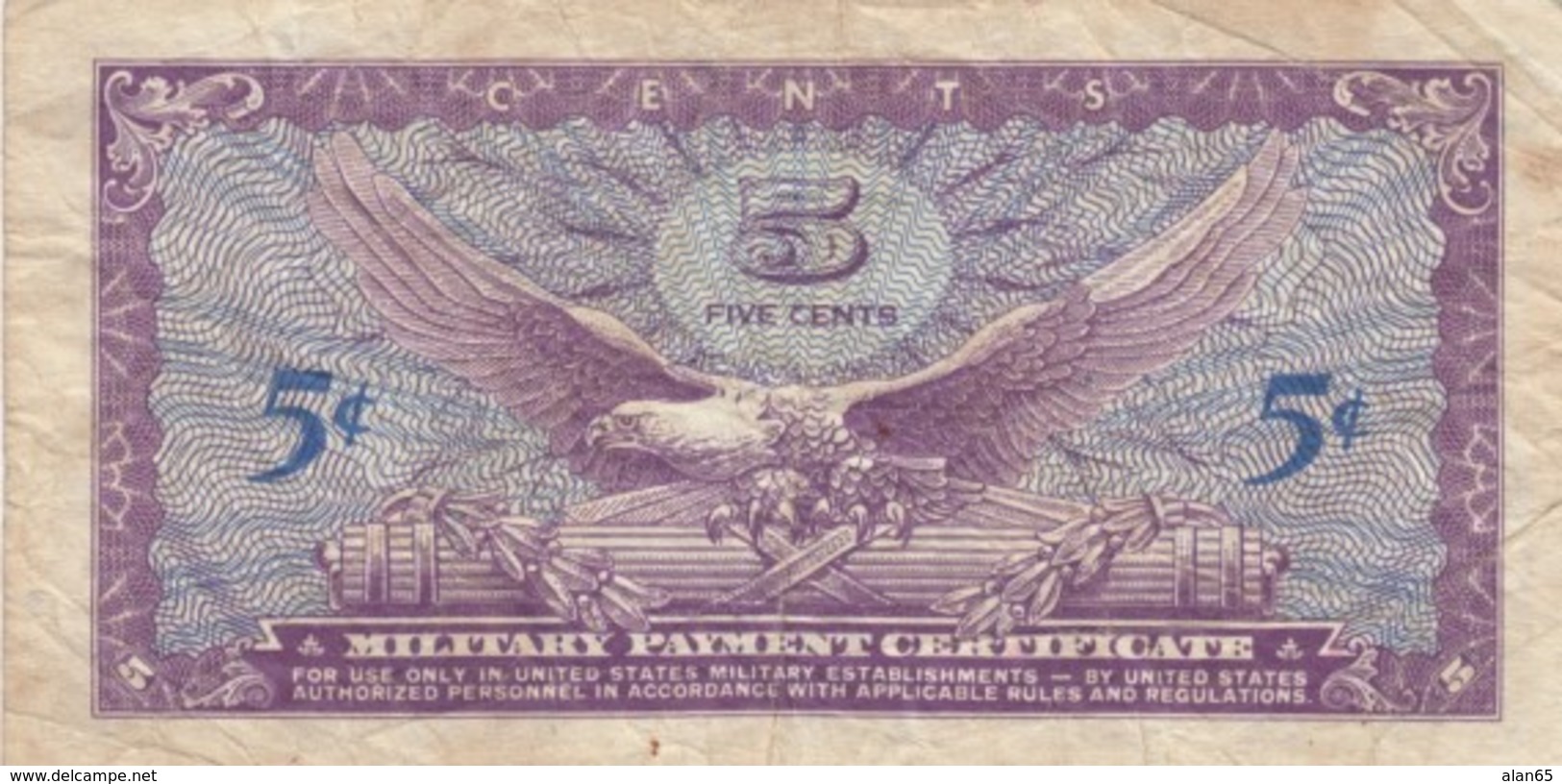 #M57 5-cent Military Payment Certificate MPC Series 641, 1965-1968 Vietnam War Era Money Currency - 1965-1968 - Series 641