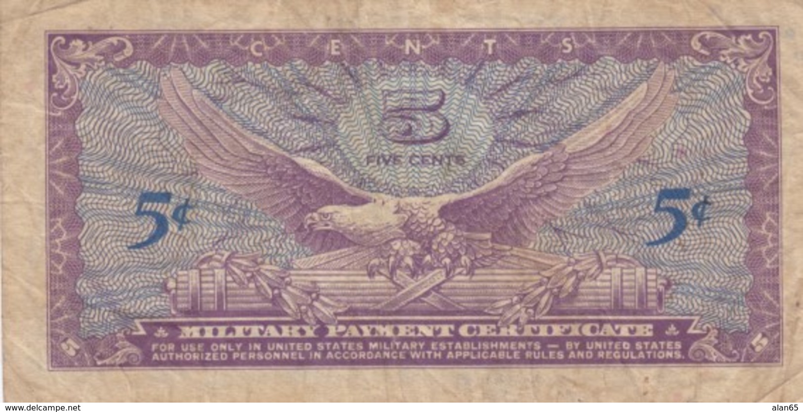 #M57 5-cent Military Payment Certificate MPC Series 641, 1965-1968 Vietnam War Era Money Currency - 1965-1968 - Reeksen 641
