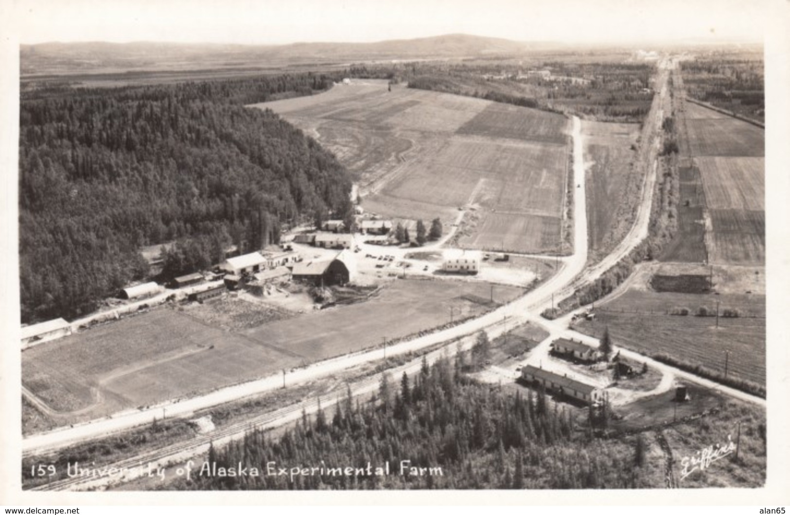 Fairbanks Alaska, University Of Alaska Experimental Farm Aerial View, C1950s Vintage Real Photo Postcard - Fairbanks