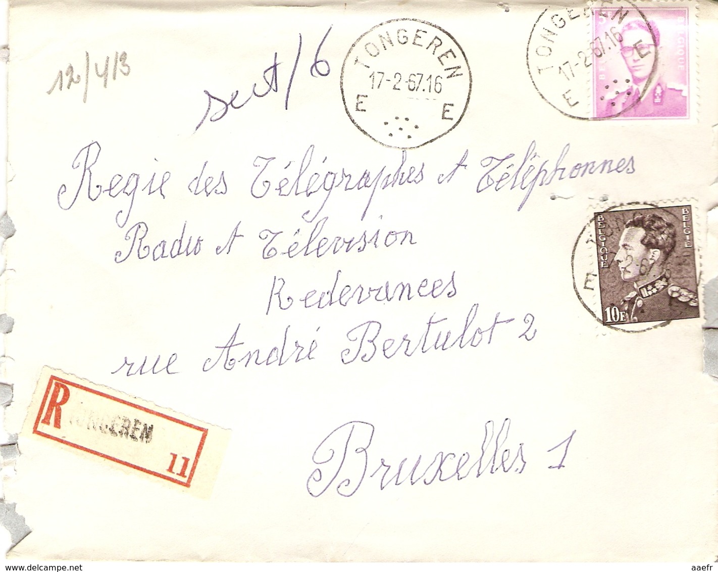 Belgique 1967 - Lettre Recommandée TONGEREN - Limbourg - Leopold Poortman - Baudouin Lunettes - Cob 848A, 1067 - Lettres & Documents