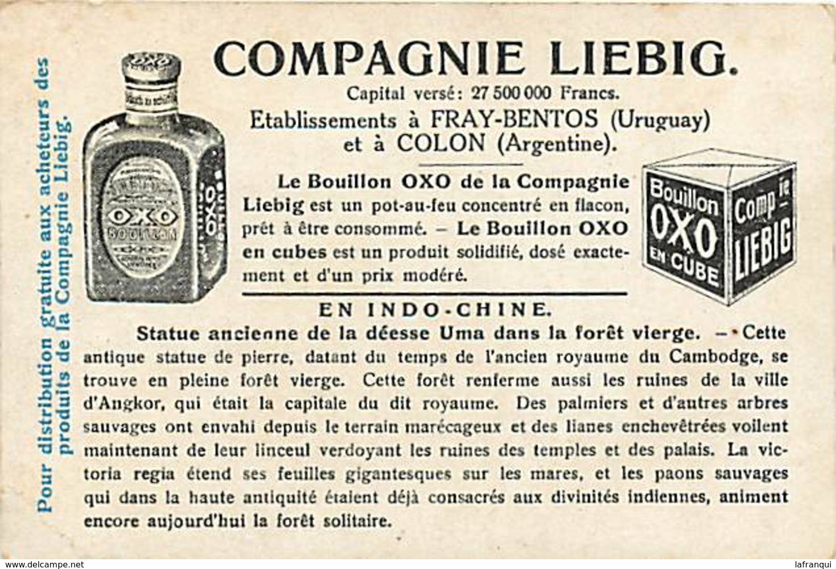 CH275 -chromo Liebig -en Indochine -vietnam -viet Nam -déesse Uma / Etat : Petit Pli Coin Bas Droit Du Chromo  - - Liebig