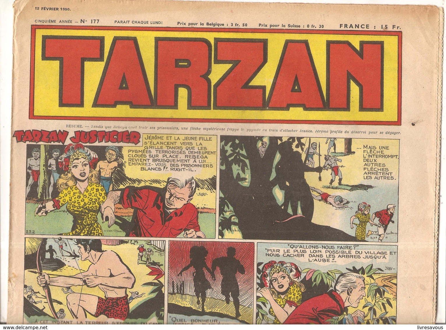 Tarzan Hebdomadaire N°177 Du 12 Février 1950 Tarzan Justicier - Tarzan