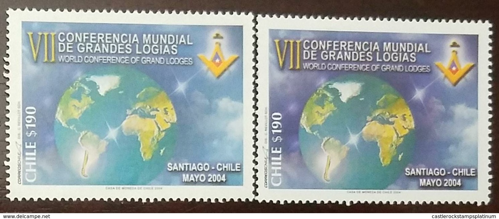 RO) 2004 CHILE,  GRAND MASONIC LODGES -SEVENTH WORLD CONFERENCE, MNH - Chile