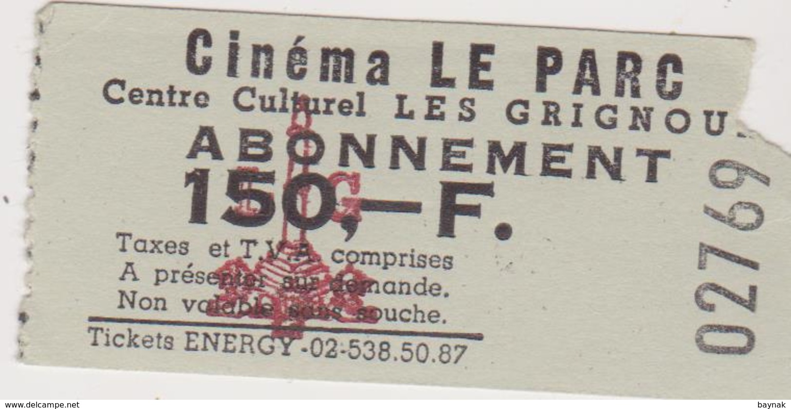 LIEGE, BELGIE  --  CINEMA LE PARC --  19 X  CINEMA  TICKET