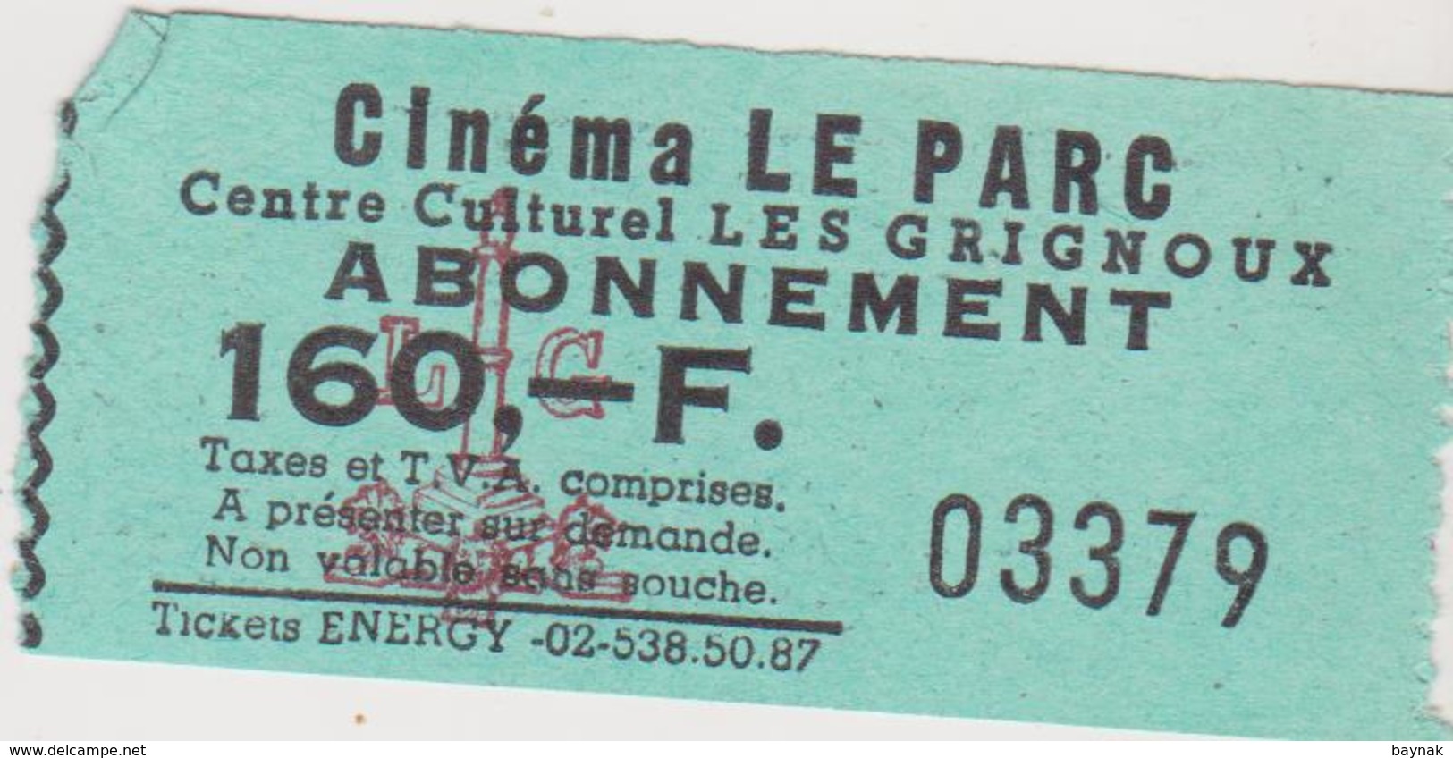 LIEGE, BELGIE  --  CINEMA LE PARC --  19 X  CINEMA  TICKET