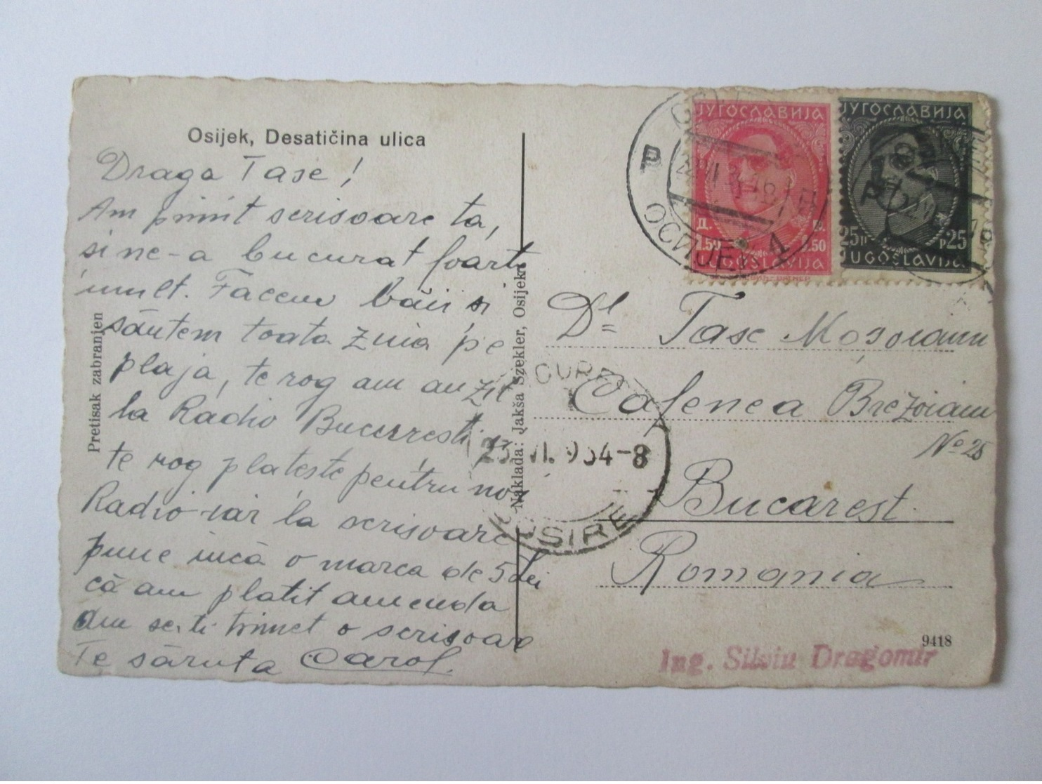 Croatia-Osijek/Desaticina Ulica,used Postcard From 1934 - Croatia