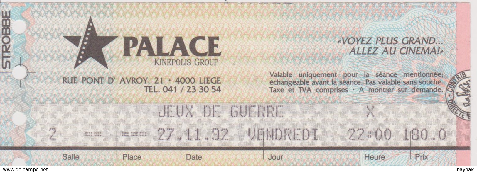 LIEGE, BELGIE  --  CINEMA PALACE, CINEMA CONCORDE, OPERA   --  31 +3 + 12  ~~  46  TICKET - Eintrittskarten