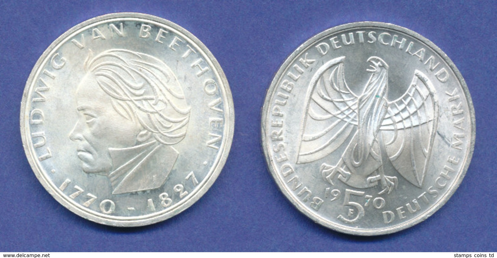 Bundesrepublik 5DM Silber-Gedenkmünze 1970, Ludwig Van Beethoven - 5 Mark