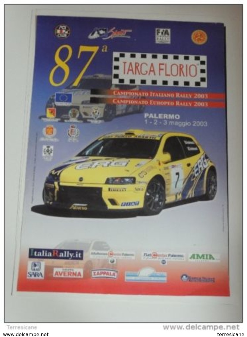 Affiche RALLY POSTER ORIGINALE 35X48 87 TARGA FLORIO FIAT PUNTO ANDREUCCI L1 - Manifesti