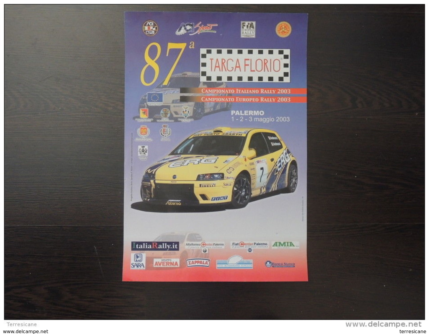 Affiche RALLY POSTER ORIGINALE 35X48 87 TARGA FLORIO FIAT PUNTO ANDREUCCI L1 - Manifesti