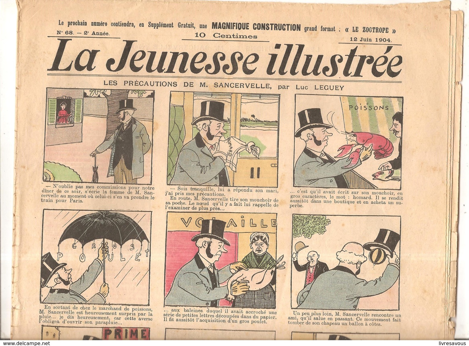 La Jeunesse Illustrée N°68 Du 12 JUIN 1904 LES PRECAUTIONS DE M. SANCERVELLE Par Luc LEGUEY - Jeunesse Illustrée, La