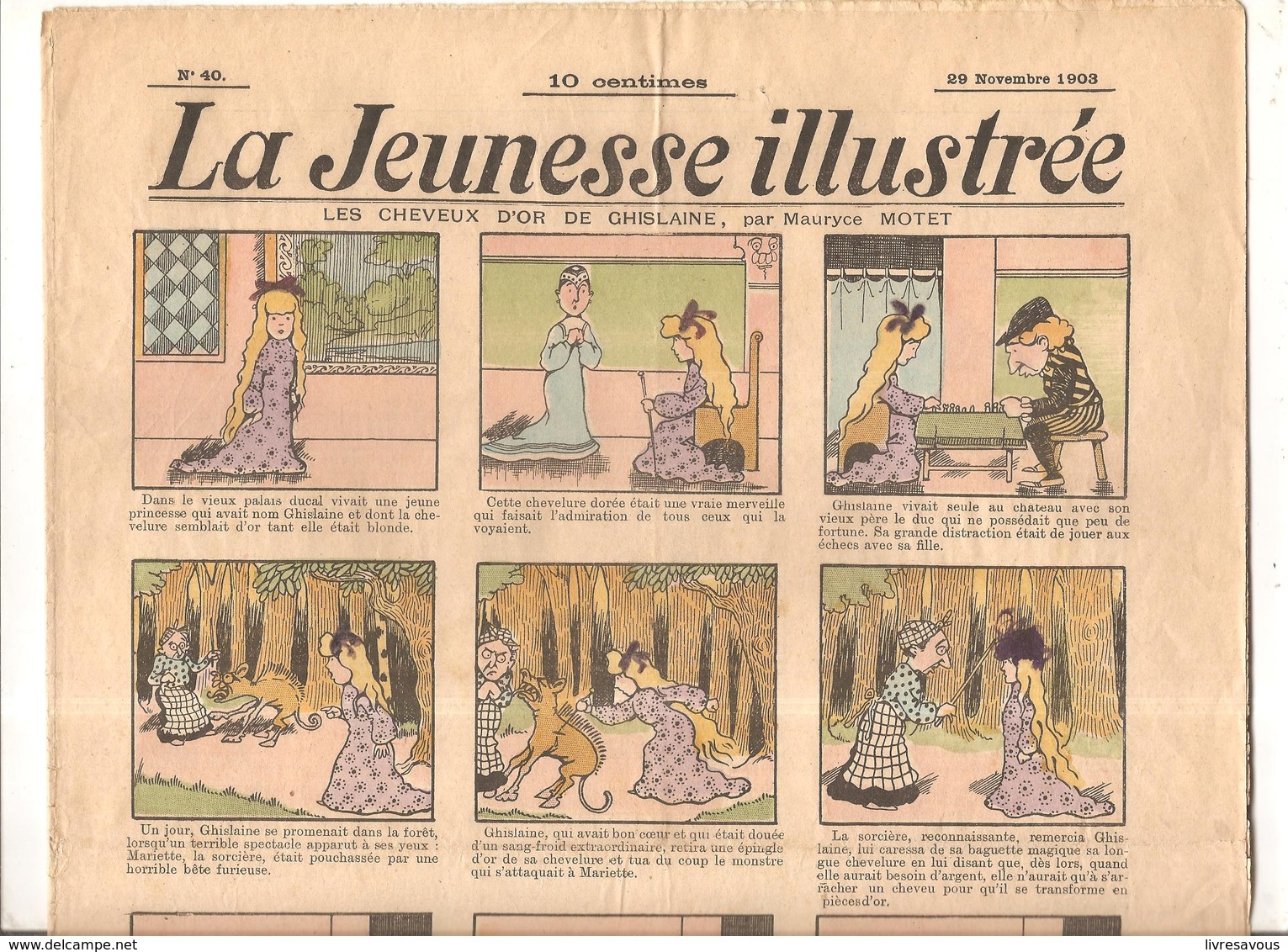 La Jeunesse Illustrée N°40 Du 29 Novembre 1903 LES CHEVEUX D'OR DE GHISLAINE Par Mauryce MOTET - Jeunesse Illustrée, La