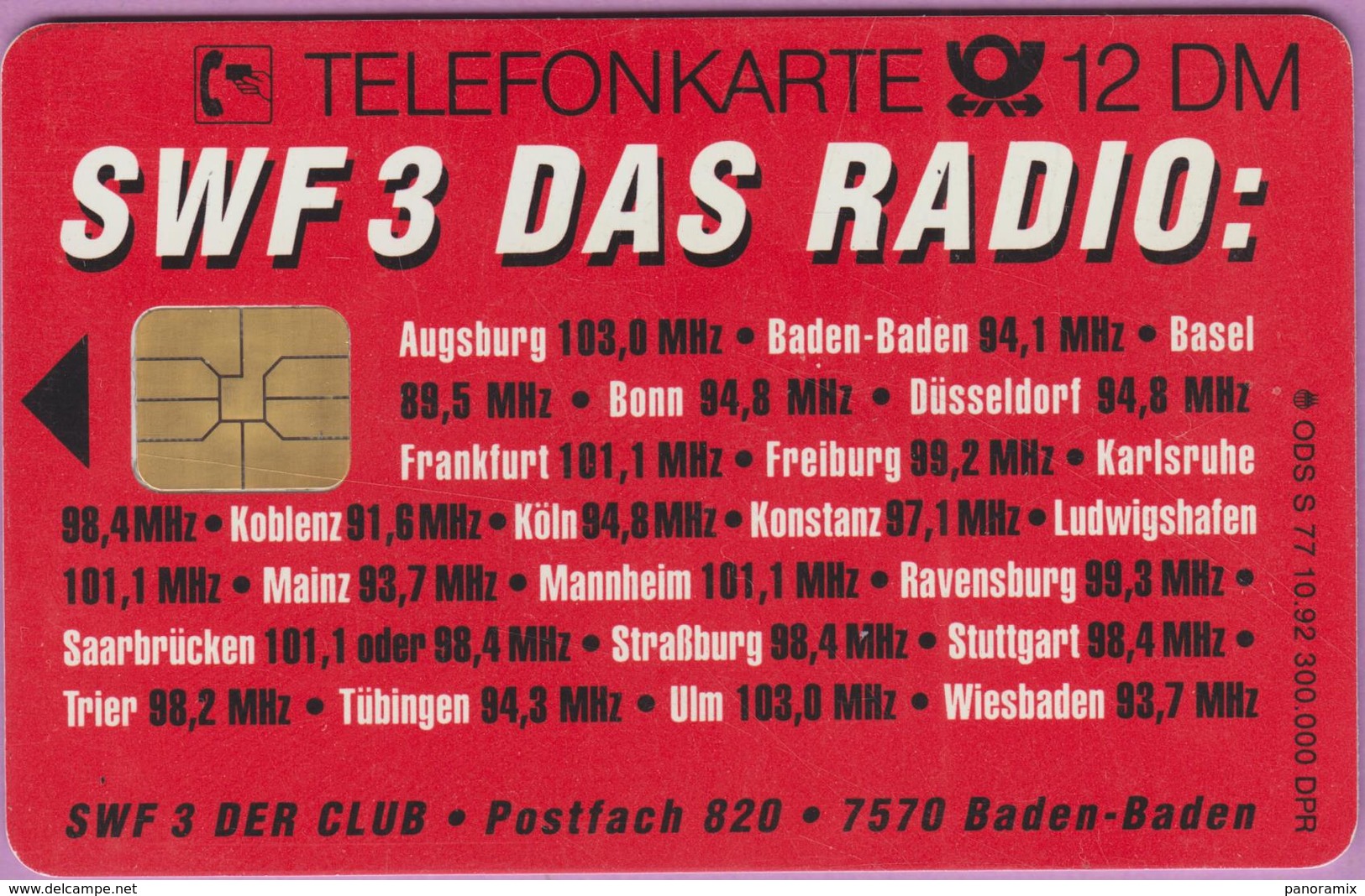 Télécarte Allemagne °° S77-92 - SWF 3 Das Radio -So3- 3152 - RV. - Autres & Non Classés