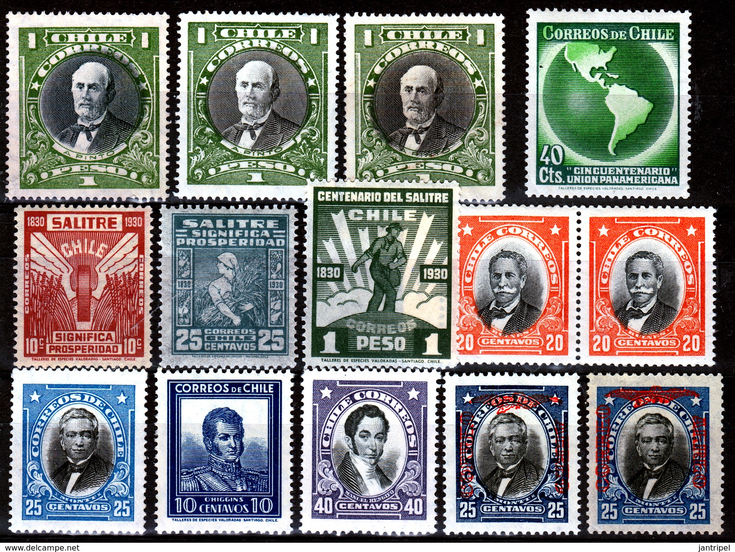 CHILI  SELECTION  1925/50  MH/MNH - Chile