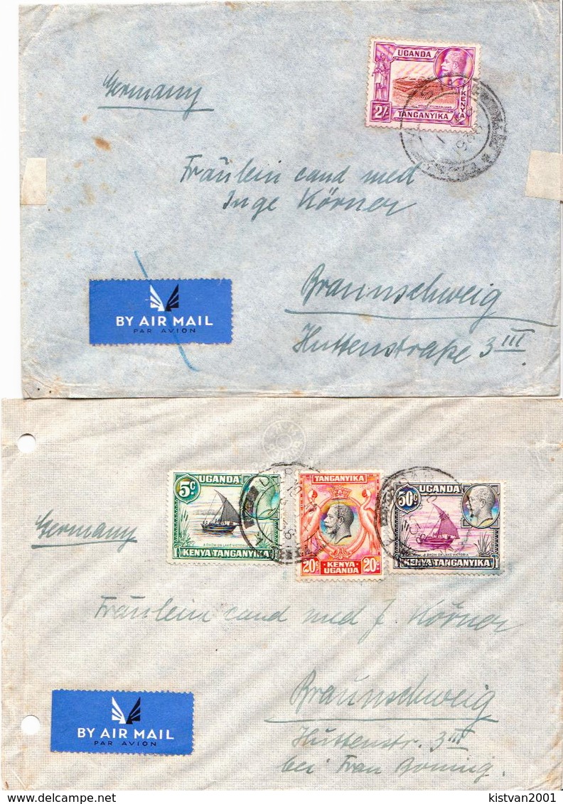 Postal History: K.U.T. 2 Covers From 1938 With KGV - Kenya, Uganda & Tanganyika