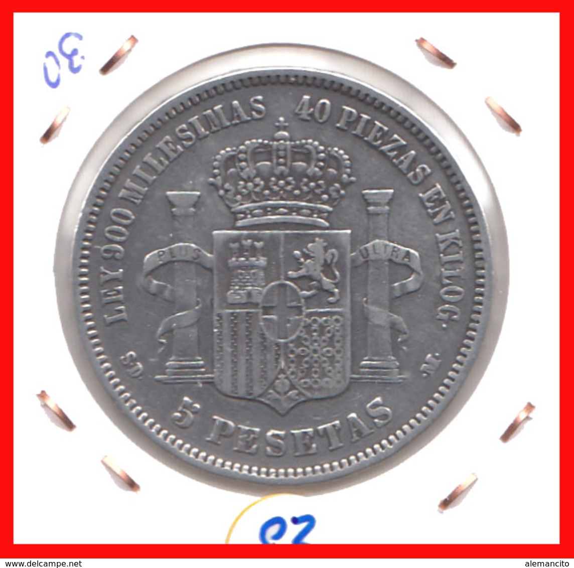 ESPAÑA MONEDA DE (( AMADEO I REY DE ESPAÑA MONEDA DE PLATA )) 5 PESETAS ( EL DURO ) AÑO 1871 - Primeras Acuñaciones