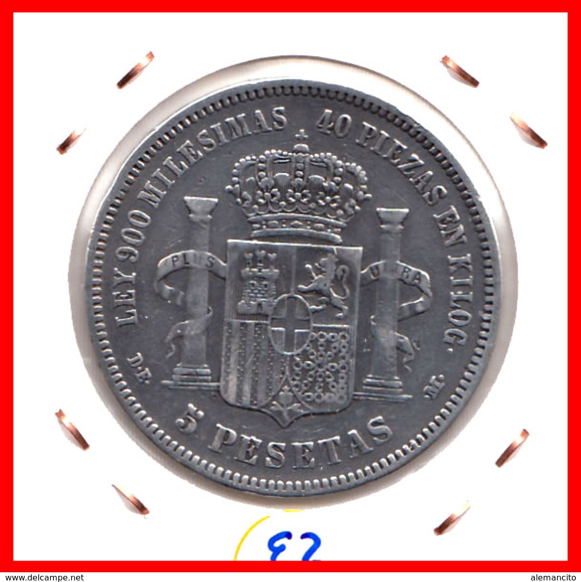 ESPAÑA MONEDA DE (( AMADEO I REY DE ESPAÑA MONEDA DE PLATA )) 5 PESETAS ( EL DURO ) AÑO 1871 - Primeras Acuñaciones