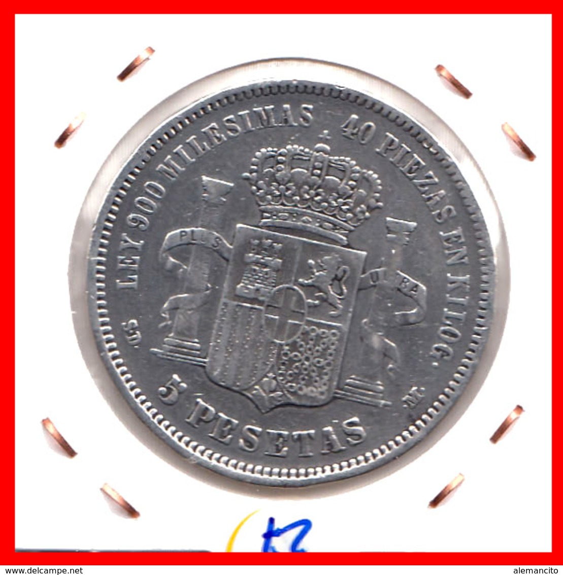 ESPAÑA MONEDA DE (( AMADEO I REY DE ESPAÑA MONEDA DE PLATA )) 5 PESETAS ( EL DURO ) AÑO 1871 - Primeras Acuñaciones