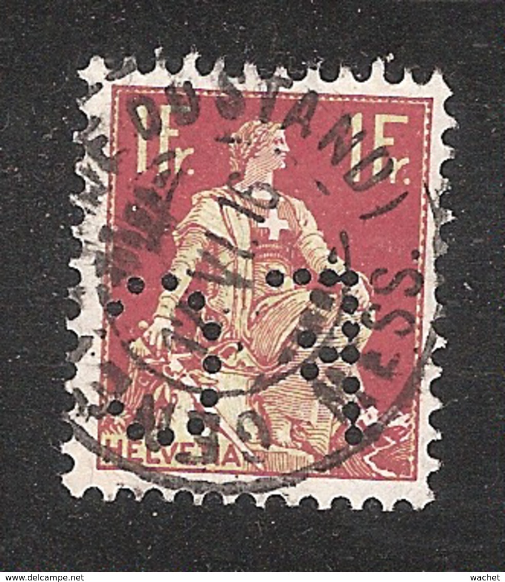 Perfin/perforé/lochung Switzerland No 105  TYPE II 1908-1933 - Hélvetie Assise Avec épée  FC - Perforés