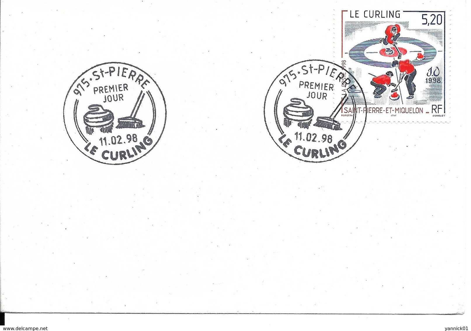 JEUX OLYMPIQUES D'HIVER NAGANO - OLYMPICS WINTER GAMES 1998 - CURLING - FDC SAINT PIERRE MIQUELON - Hiver 1998: Nagano