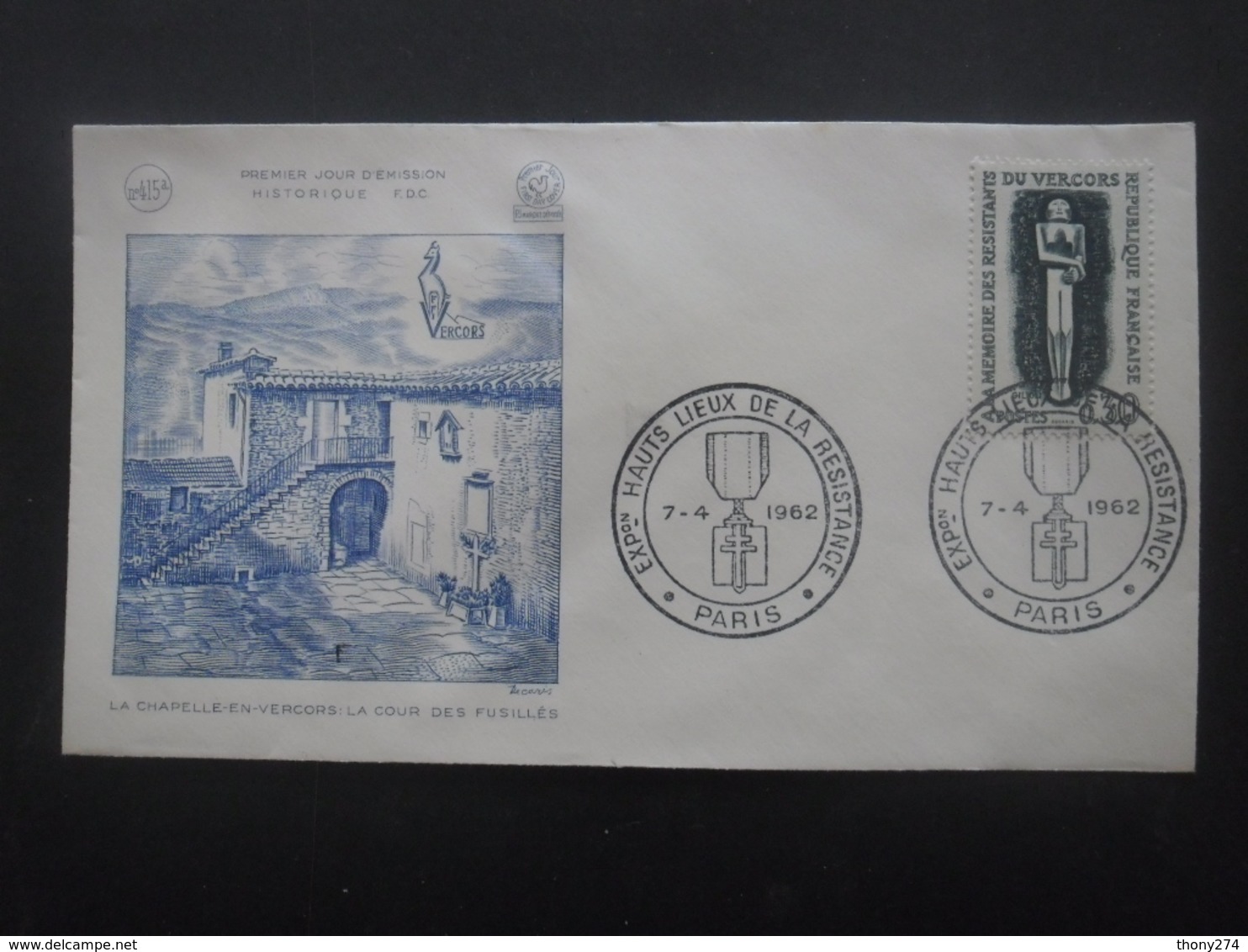 FRANCE FDC Vercors 07-04-1962 Paris - 1960-1969