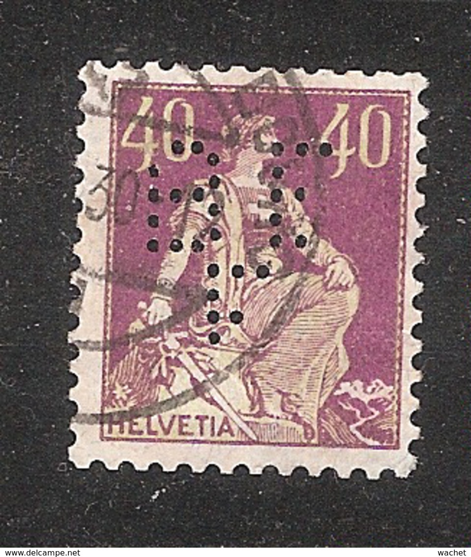 Perfin/perforé/lochung Switzerland No 102 TYPE II 1908-1933 - Hélvetie Assise Avec épée  BE F - Perfins