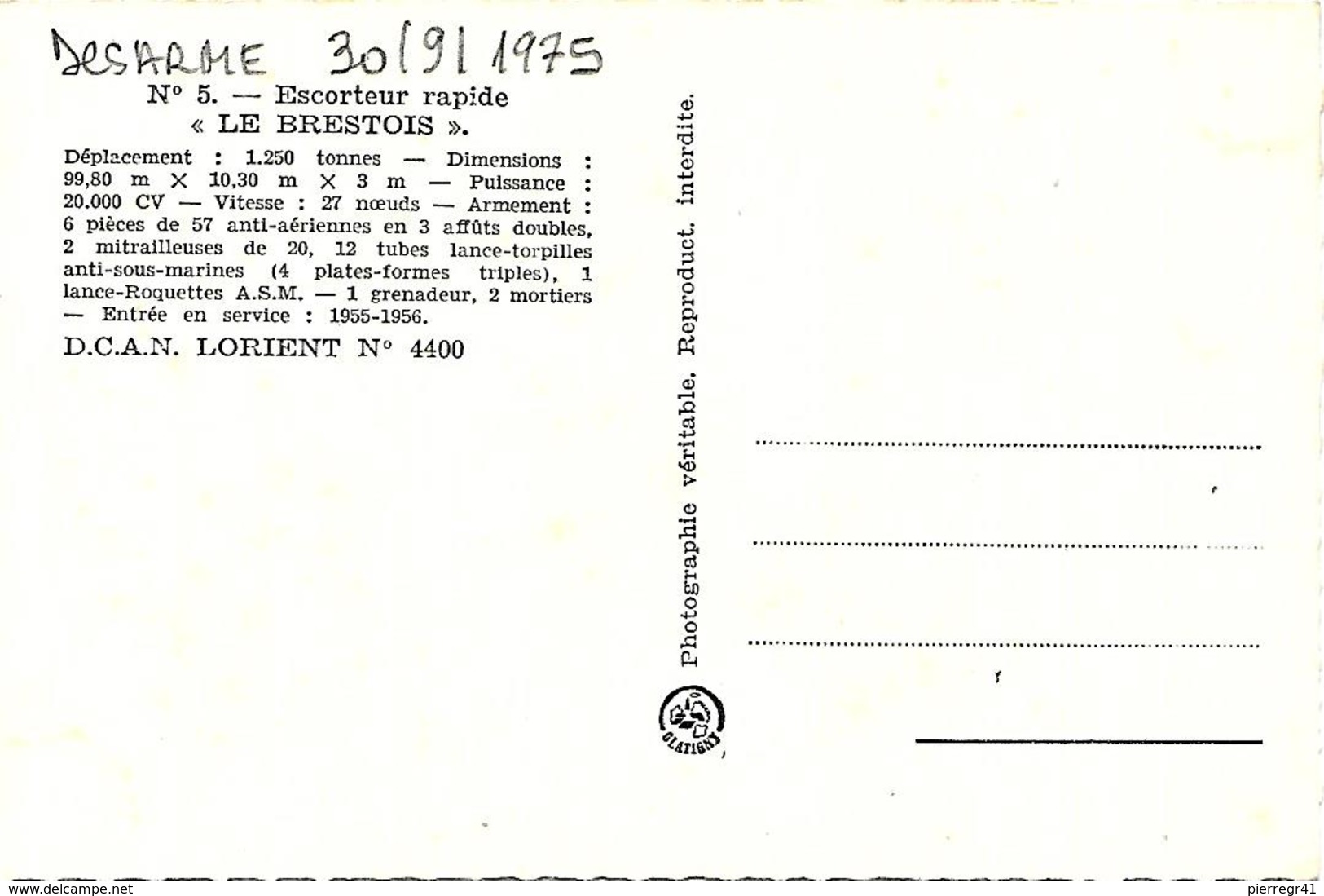 CPA-1955-ESCORTEUR Rapide-D762-LE BRESTOIS-Désarmé En 30/09/1975-TBE - Guerre