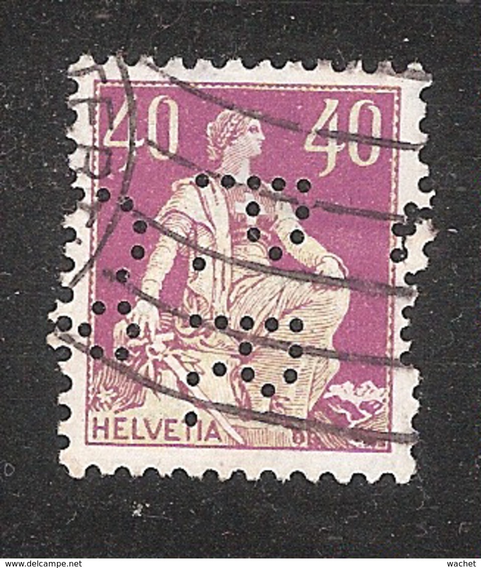 Perfin/perforé/lochung Switzerland No 102 TYPE II 1908-1933 - Hélvetie Assise Avec épée P.R.C°-  Paul Reinhart Et Cie - Gezähnt (perforiert)