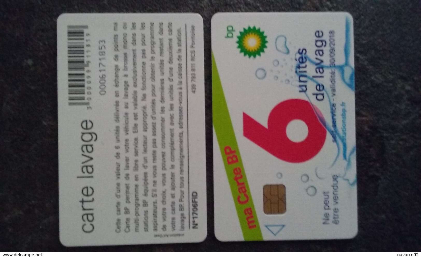 ANCIENNE CARTE A PUCE LAVAGE BP 6 UNITES CARTE OFFERTE PAS COURANT T.B.E !!! - Car-wash