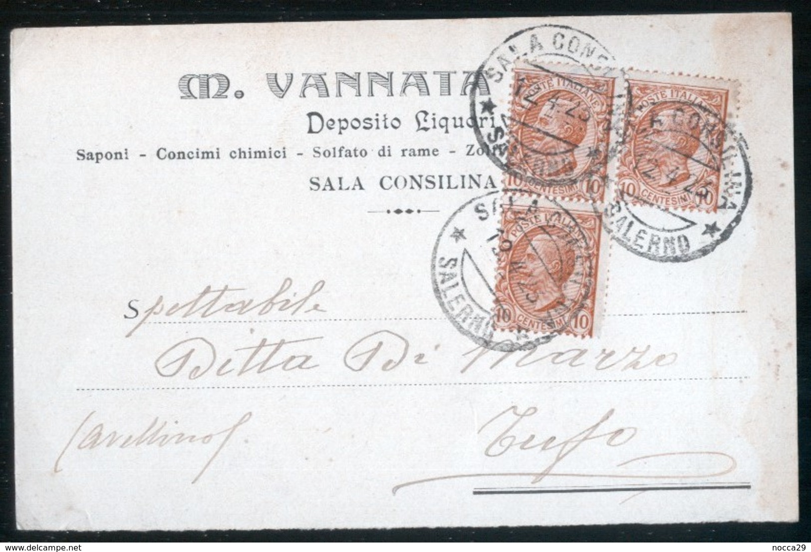 SALA CONSILINA - SALERNO - 1923 -  CARTOLINA  COMMERCIALE -  DITTA VANNATA (INT30) - Tiendas