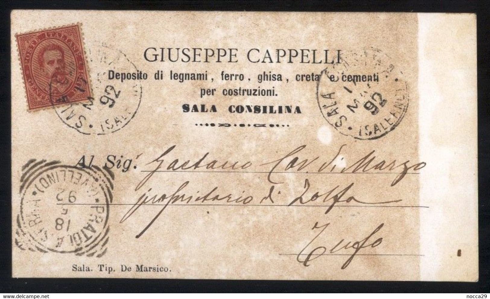 SALA CONSILINA - SALERNO - 1892 -  CARTOLINA  COMMERCIALE -  DITTA CAPPELLI (INT29) - Geschäfte