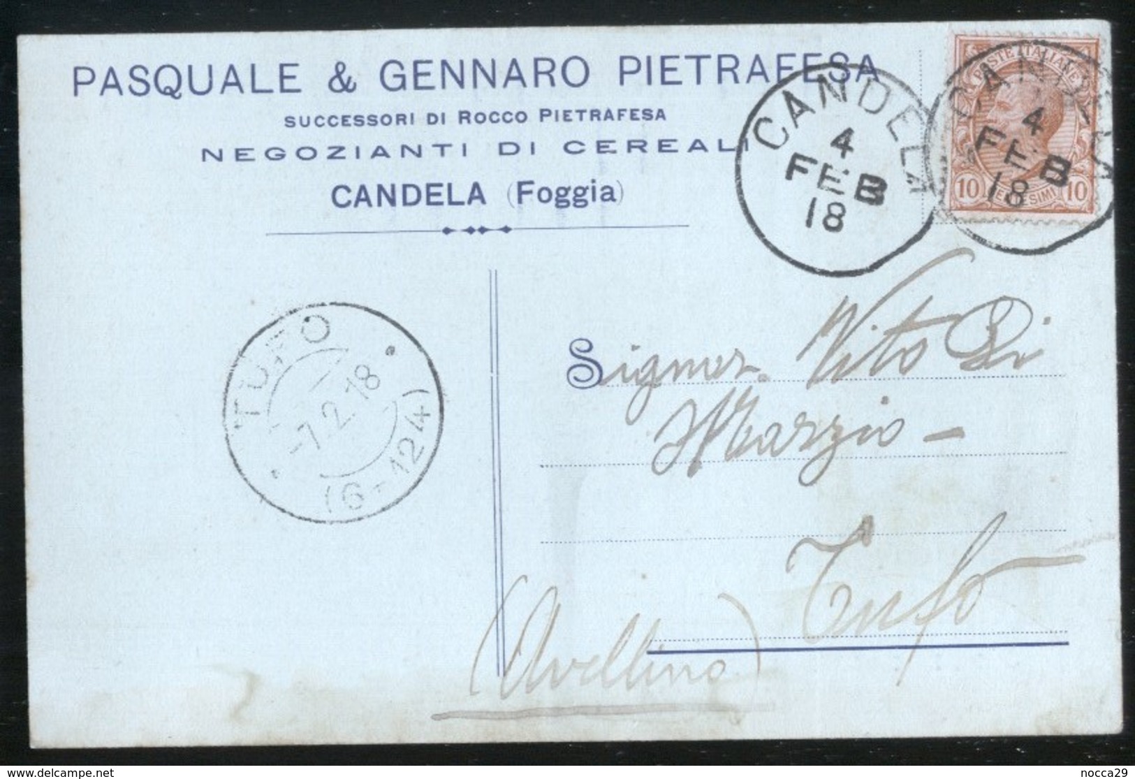 CANDELA - FOGGIA -  1918 -  CARTOLINA  COMMERCIALE - DITTA PIETRAFESA (INT25) - Negozi