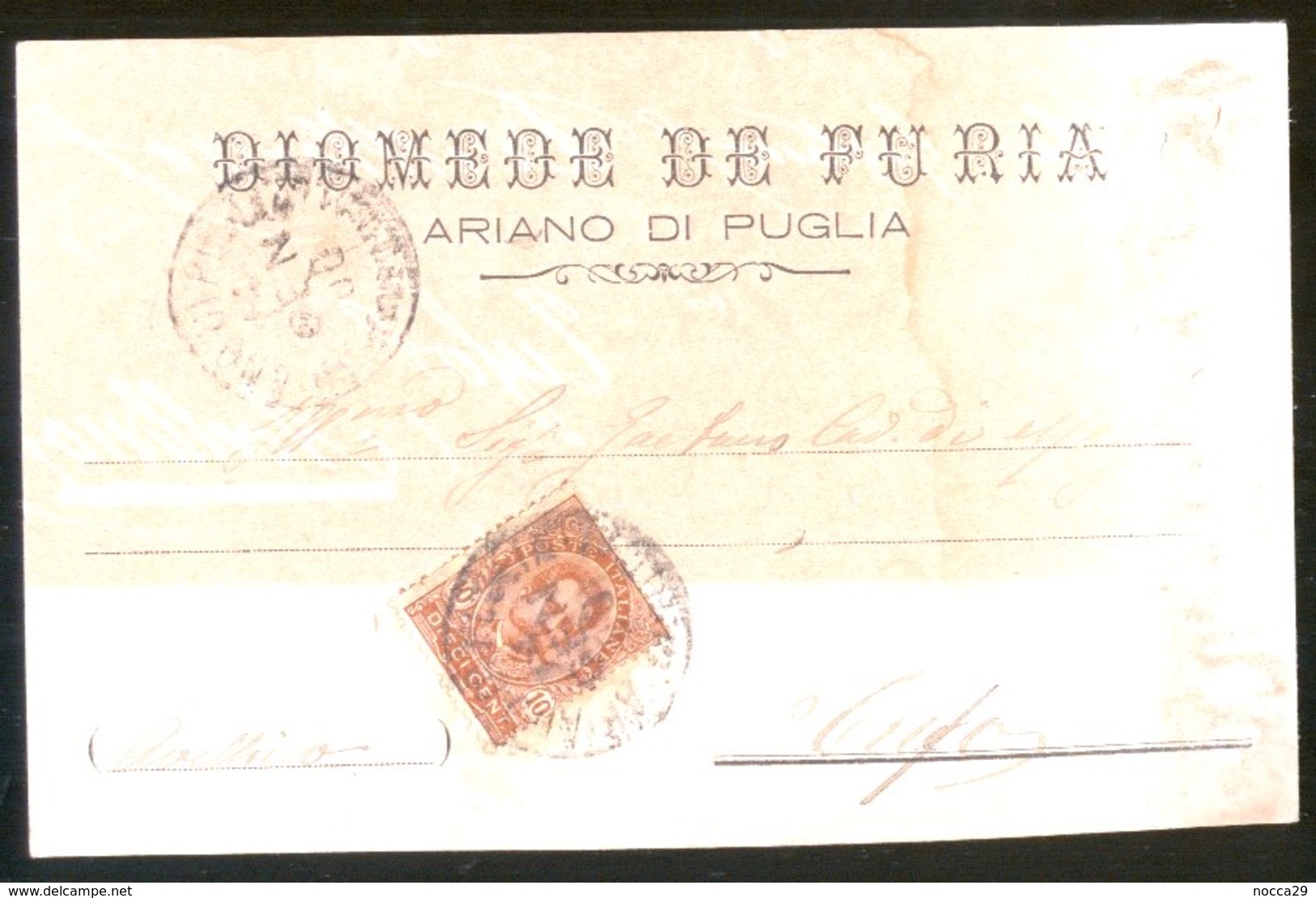 ARIANO IRPINO - AVELLINO -  1900 -  CARTOLINA  COMMERCIALE - DITTA DE FURIA - Negozi