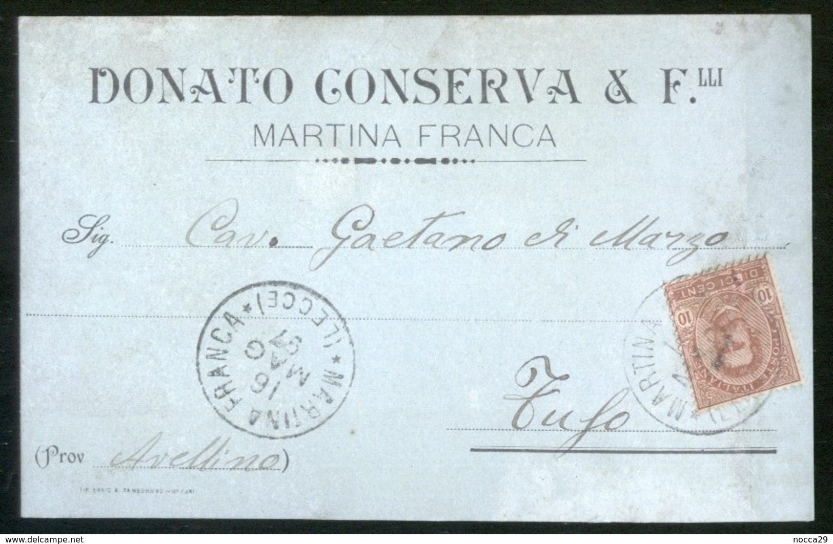 MARTINA FRANCA - TARANTO -  1900 -  CARTOLINA  COMMERCIALE - DITTA CONSERVA DONATO (INT34) - Negozi