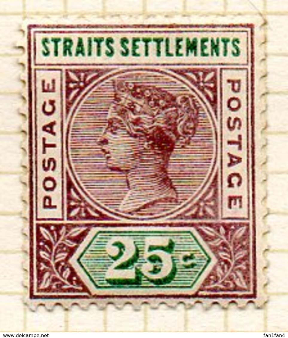 GRANDE BRETAGNE (Ex-cololies) - MALACCA - 1892-1901 - N° 72 - 25 C. Brun-violet Et Vert - (Victoria) - Straits Settlements