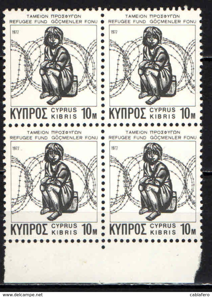 CIPRO - 1977 - PRO RIFUGIATI - QUARTINA - MNH - Nuovi