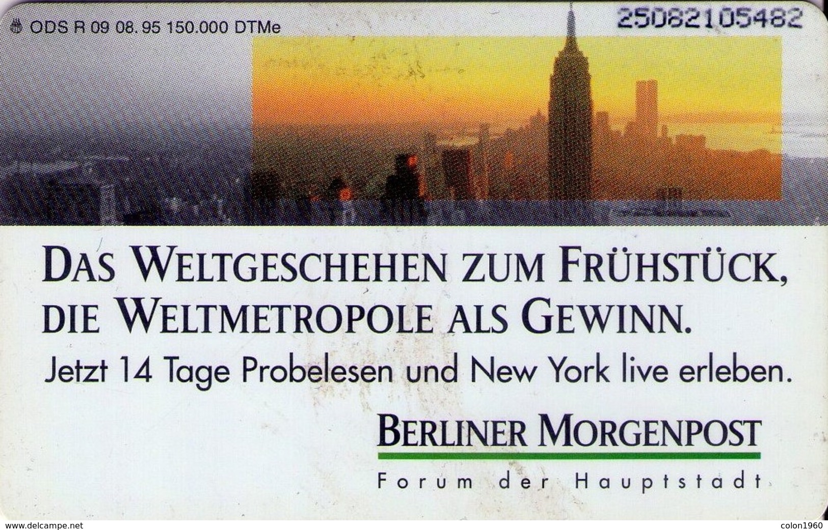 TARJETA TELEFONICA DE ALEMANIA. Berliner Morgenpost. R09 08.95 (422) - R-Series: Regionale Schalterserie